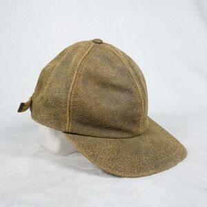 Vintage Broner Leather Baseball Cap Strap Back Canvas Hat Brown USA Made